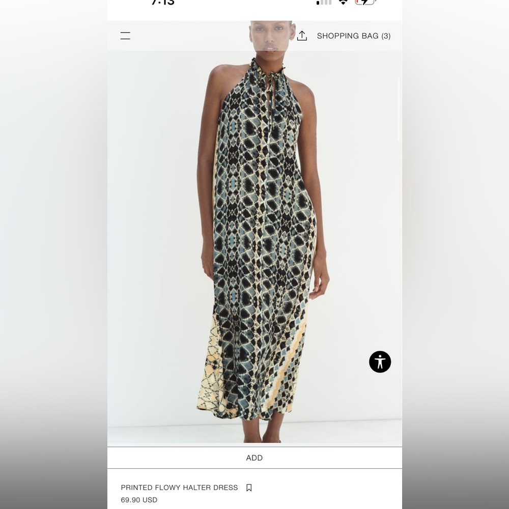 Printed flowy halter dress